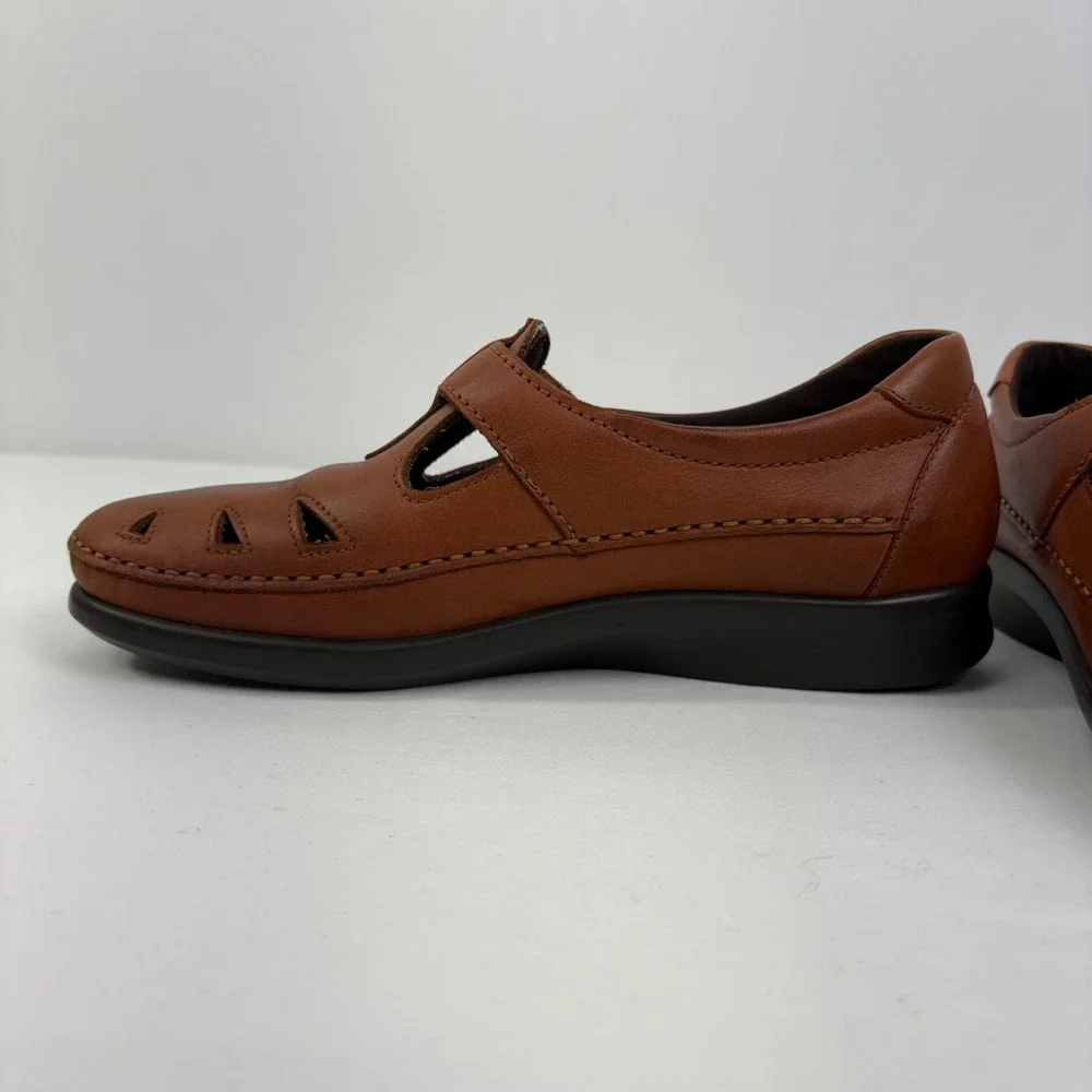 SAS Roamer Women's Cognac Brown Leather Mary Jane Comfort Walking‎ Shoes 7.5 N